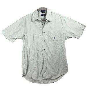 Nautica SS Button Down Shirt Grey Mens Size Medium M